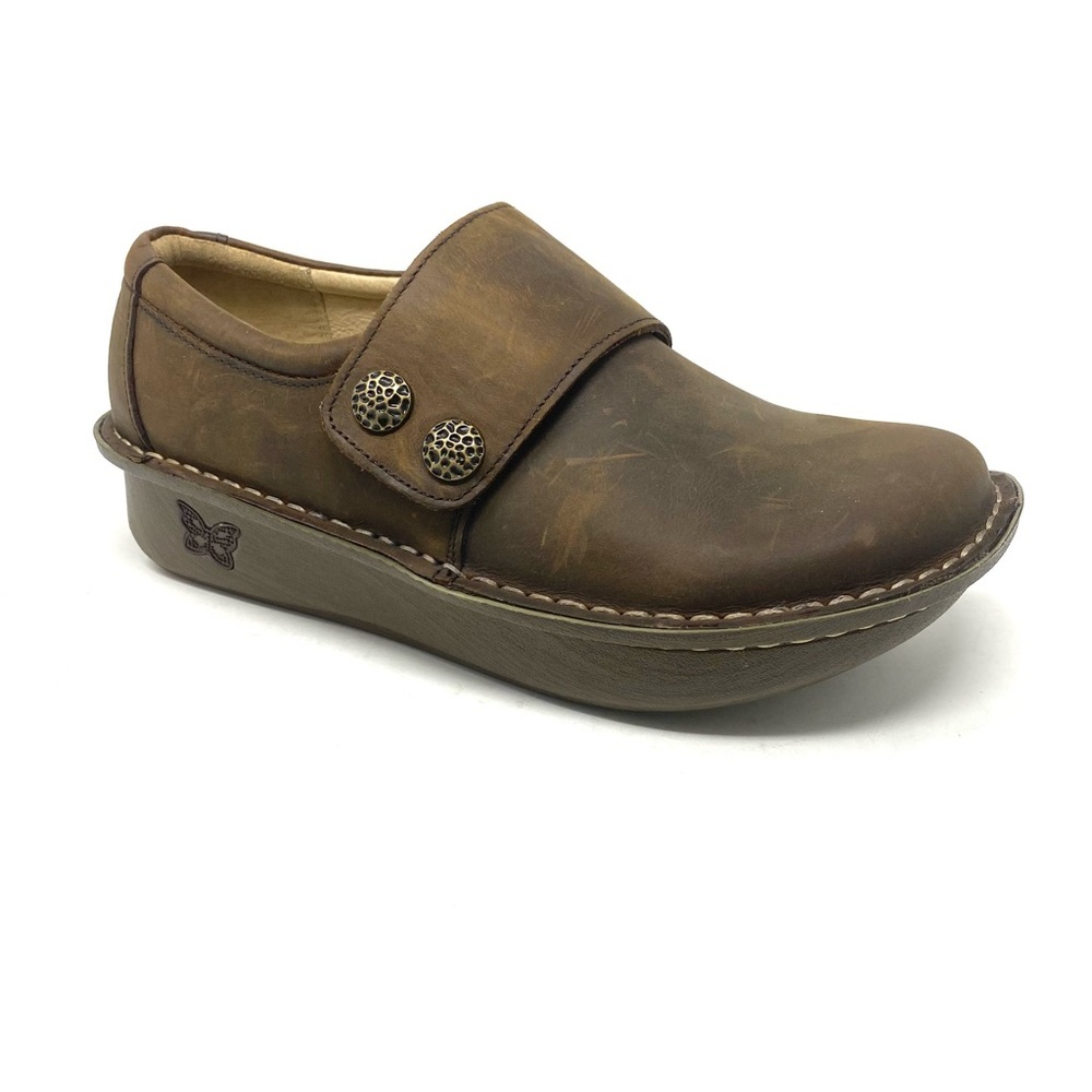 Alegria Deliah Oiled Brown Leather Loafer Ergonomic Comfort Shoe - Picture 1 of 8